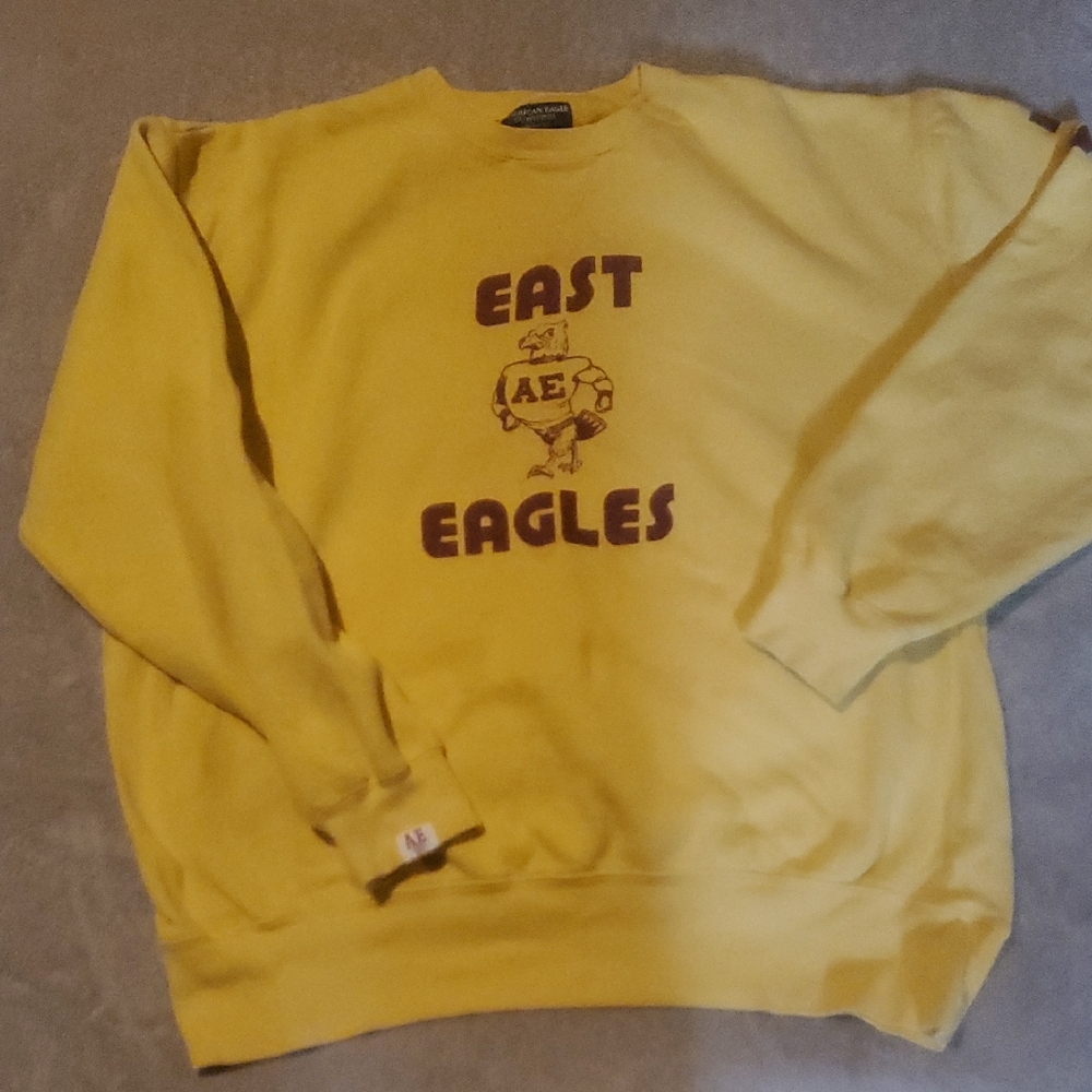 American Eagle Outfitters Yellow Crewneck with East Eagles Graphic